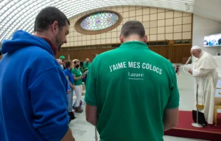 Pope Francis meets with members of Lazare Association from France at the Vatican, Aug. 28, 2021. Vatican Media